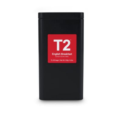 T2 English Breakfast Tea Bag Tin 60 pack