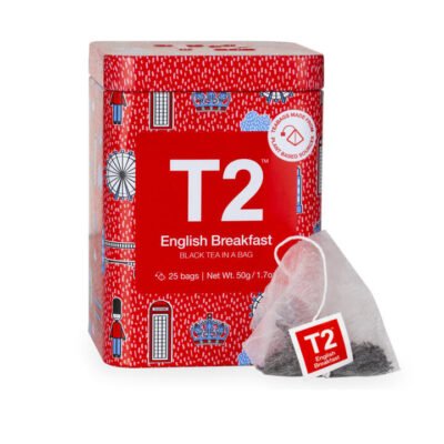 T2 English Breakfast Tea Bag Icon Tin 25 pack