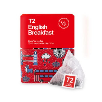 T2 English Breakfast Tea Bag Icon Tin 25 pack